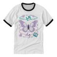 Y2K Butterfly Floppy Disk Art Digital Nostalgia Unisex Cotton Ringer T-Shirt Y2K Butterfly Floppy Disk Art Digital Nostalgia Unisex Cotton Ringer T-Shirt