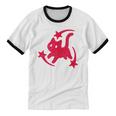 Yk2 Grunge Scary Cat With Shooting Stars 90s Nostalgia Unisex Cotton Ringer T-Shirt Yk2 Grunge Scary Cat With Shooting Stars 90s Nostalgia Unisex Cotton Ringer T-Shirt