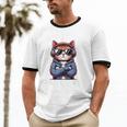 Anti Social Anxiety Mindfulness No Small Talk Introvert Cat Men Women Unisex Cotton Ringer T-Shirt
