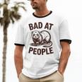 Bad At People Ferret Introvert Saying Slogan Unisex Cotton Ringer T-Shirt Bad At People Ferret Introvert Saying Slogan Unisex Cotton Ringer T-Shirt