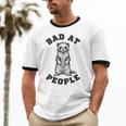 Bad At People Ferret Introvert Saying Slogan Unisex Cotton Ringer T-Shirt Bad At People Ferret Introvert Saying Slogan Unisex Cotton Ringer T-Shirt