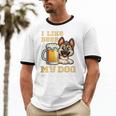 I Like Beer My Dog And Maybe 2 People Introvert Pun Unisex Cotton Ringer T-Shirt