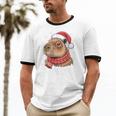 Ew People Capybara Christmas Introvert Holiday Humor Unisex Cotton Ringer T-Shirt