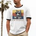 Ew People Introvert Cat Lover Crazy Vintage Cat Lady Unisex Cotton Ringer T-Shirt