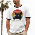 Ew People Introvert Cat Lover Cat Lady Vintage Unisex Cotton Ringer T-Shirt