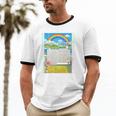 Frutiger Aero Aesthetic Rainbow Glitch Art Unisex Cotton Ringer T-Shirt