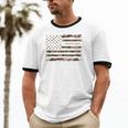 Frutiger Aero Aesthetic Retro Tech Camo Distressed American Unisex Cotton Ringer T-Shirt