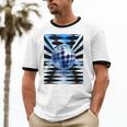 Frutiger Aero Aesthetic Tech Checkered Room Orb Sky Unisex Cotton Ringer T-Shirt Frutiger Aero Aesthetic Tech Checkered Room Orb Sky Unisex Cotton Ringer T-Shirt