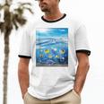 Frutiger Aero Aesthetic Tech Ocean Underwater Fishes Unisex Cotton Ringer T-Shirt