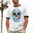 Frutiger Aero Aesthetic Tech Skull Computer Fishes Unisex Cotton Ringer T-Shirt