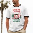 Give Me Coffee And Holiday Movies Introvert Christmas Unisex Cotton Ringer T-Shirt Give Me Coffee And Holiday Movies Introvert Christmas Unisex Cotton Ringer T-Shirt