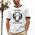 Go Away I'm Introverting Cat With Coffee Unisex Cotton Ringer T-Shirt