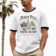 Holiday Scene Nostalgia North Pole Tree Farm Merry Christmas Unisex Cotton Ringer T-Shirt