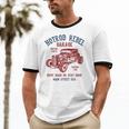 Hotrod Rebel Automotive Nostalgia Old Car Distressed Premium Tri-Blend Unisex Cotton Ringer T-Shirt