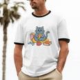I'm An Indoor Cat Introvert Pizza Popcorn Book Gamer Cat Unisex Cotton Ringer T-Shirt