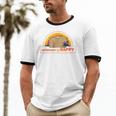 Introvert Me Happy Retro Sunset Capybara Tee Unisex Cotton Ringer T-Shirt