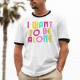 Introvert I Want To Be Alone Retro Wavy Unisex Cotton Ringer T-Shirt