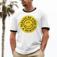 Be Kind Rewind Shirt Retro Nostalgia Sticker 80s 90s Tee Premium Tri-Blend Unisex Cotton Ringer T-Shirt