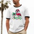 Nostalgia Holiday Tees -Adult Christmas Flamingo Small Short Sleeve Crew Neck Cotton Polyester Lightweight Ribbed Cuff Winter Unisex Cotton Ringer T-Shirt