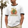 Not A Hugger Cactus Retro Sunset No Hugging Introvert Unisex Cotton Ringer T-Shirt