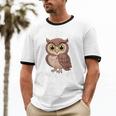 I Like Owls And Maybe 3 People Introvert Humor Casual Unisex Cotton Ringer T-Shirt