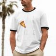 Pizza Lover Saying Introvert Anti Social Humor Foodie Unisex Cotton Ringer T-Shirt