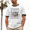 Puzzling Makes Me Feel Less Murdery Introvert Puzzle Cat Unisex Cotton Ringer T-Shirt