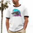 Retro 80s Shark Whale Diving Nostalgia Shark Party Unisex Cotton Ringer T-Shirt