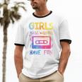 Retro Girls Just Wanna Have Fun Nostalgia 1980s 80's Premium Tri-Blend Unisex Cotton Ringer T-Shirt