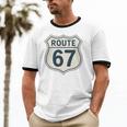 Retro Route 67 Highway Sign Vintage Road Nostalgia Premium Tri-Blend Unisex Cotton Ringer T-Shirt