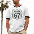 Retro Route 67 Highway Sign Vintage Road Nostalgia Unisex Cotton Ringer T-Shirt