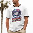 Rewind Good Times Retro VHS Tape Nostalgia 80s 90s Premium Tri-Blend Unisex Cotton Ringer T-Shirt
