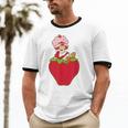 Strawberry Shortcake Sitting On Strawberry Retro Nostalgia Unisex Cotton Ringer T-Shirt