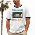 VHS Cassette Tape Retro 80s 90s Nostalgia Unisex Cotton Ringer T-Shirt