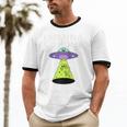 I Wanna Go Home Introvert UFO UAP Flying Saucer Trippy Alien Raglan Baseball Tee Unisex Cotton Ringer T-Shirt