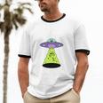 I Wanna Go Home Introvert UFO UAP Flying Saucer Trippy Alien Unisex Cotton Ringer T-Shirt