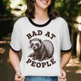 Bad At People Ferret Introvert Saying Slogan Tee Unisex Cotton Ringer T-Shirt Bad At People Ferret Introvert Saying Slogan Tee Unisex Cotton Ringer T-Shirt
