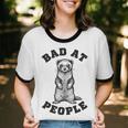 Bad At People Ferret Introvert Saying Slogan Unisex Cotton Ringer T-Shirt Bad At People Ferret Introvert Saying Slogan Unisex Cotton Ringer T-Shirt