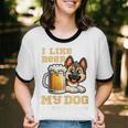I Like Beer My Dog And Maybe 2 People Introvert Pun Unisex Cotton Ringer T-Shirt