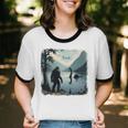 Bigfoot Sasquatch & Loch Ness Monster Introvert Bruh Unisex Cotton Ringer T-Shirt