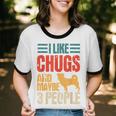 Chug Dog Retro Vintage Pughuahua Owner Fur Parent Introvert Unisex Cotton Ringer T-Shirt