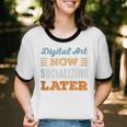 Digital Art Now Minimal Socializing Introvert Vintage Unisex Cotton Ringer T-Shirt
