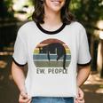 Ew People Cat Lazy Introvert Anti Social Unisex Cotton Ringer T-Shirt