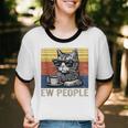 Ew People Introvert Cat Lover Crazy Vintage Cat Lady Unisex Cotton Ringer T-Shirt