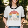 Ew People Retro Vintage Anti Social Cat Introvert Unisex Cotton Ringer T-Shirt