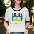Floppy Disk Retro Tech Nostalgia Old School Computing Humor Unisex Cotton Ringer T-Shirt
