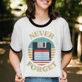 Never Forget Retro Diskette Nostalgia Vintage Unisex Cotton Ringer T-Shirt