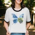 Frutiger Aero Aesthetic Butterfly Computer Fishes Scenery Unisex Cotton Ringer T-Shirt