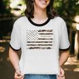 Frutiger Aero Aesthetic Retro Tech Camo Distressed American Unisex Cotton Ringer T-Shirt