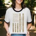 Frutiger Aero Aesthetic Retro Tech Desert Camo Distressed Unisex Cotton Ringer T-Shirt